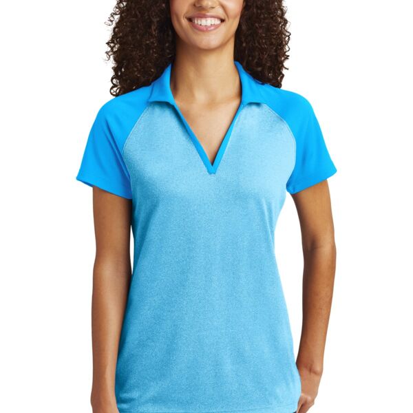 Women's PosiCharge ® RacerMesh ® Raglan Heather Block Polo Thumbnail