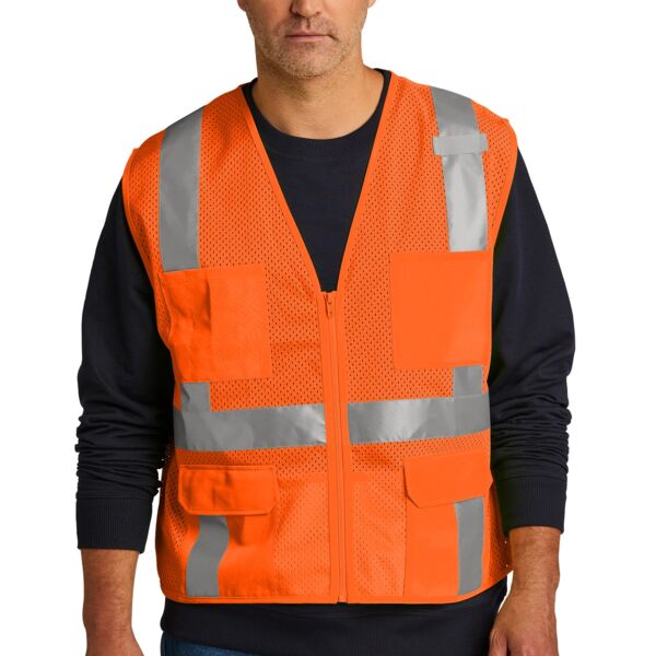 Ansi 107 Class 2 Mesh Six Pocket Zippered Vest Thumbnail