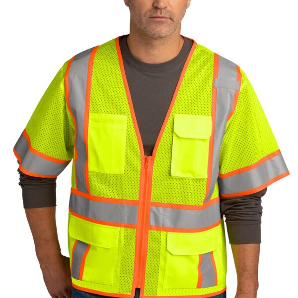 Ansi 107 Class 3 Surveyor Mesh Zippered Two Tone Short Sleeve Vest Thumbnail