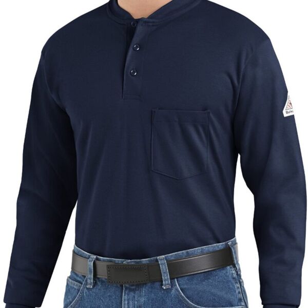 Long Sleeve Tagless Henley Shirt - Tall Sizes Thumbnail